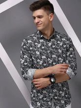 Men Blue Printed Casual Shirt-JHONOPRINT-1482-Navyblue